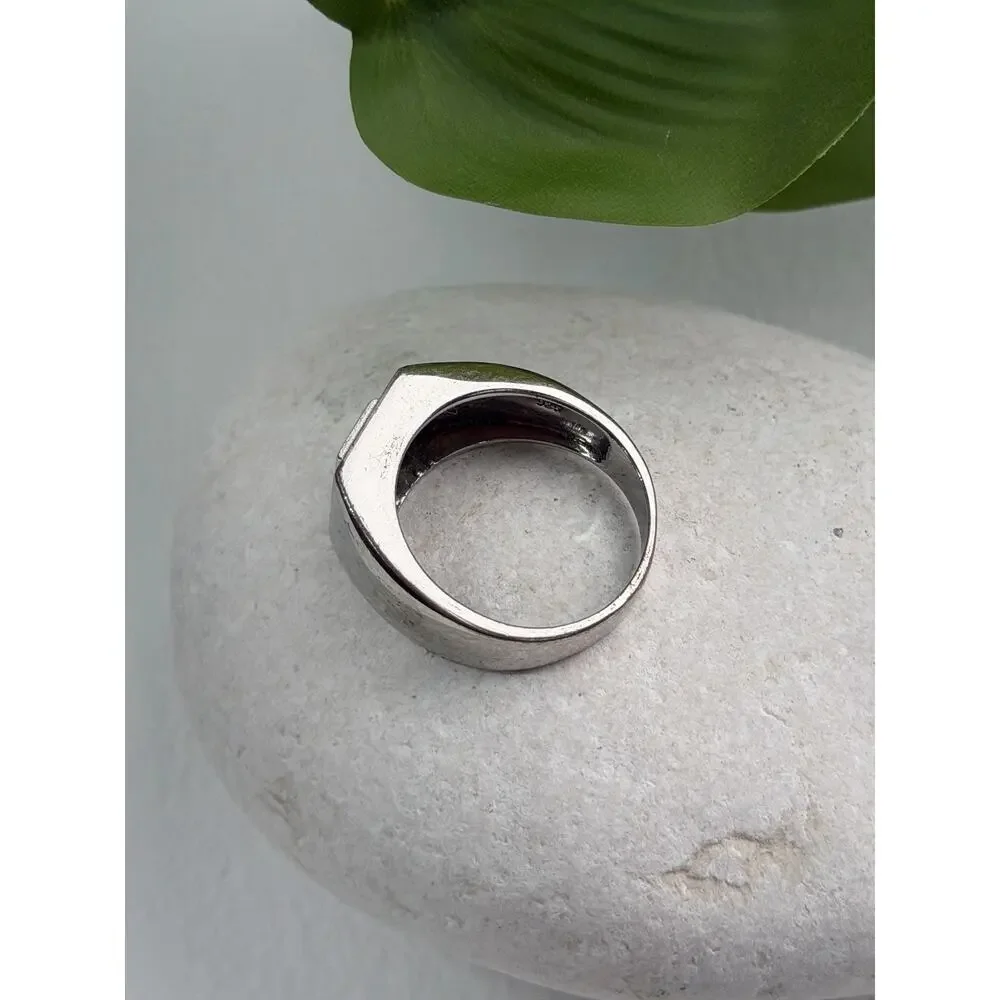 Men's 925 Sterling Silver White & Black Diamonds 0.17 ctw Ring Size 10